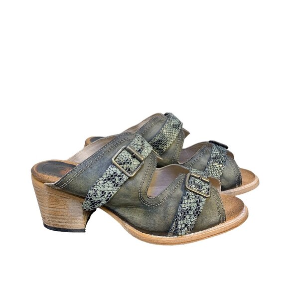 Freebird Leather Green Grey Snake Leather Sandal 11 - Picture 4 of 6